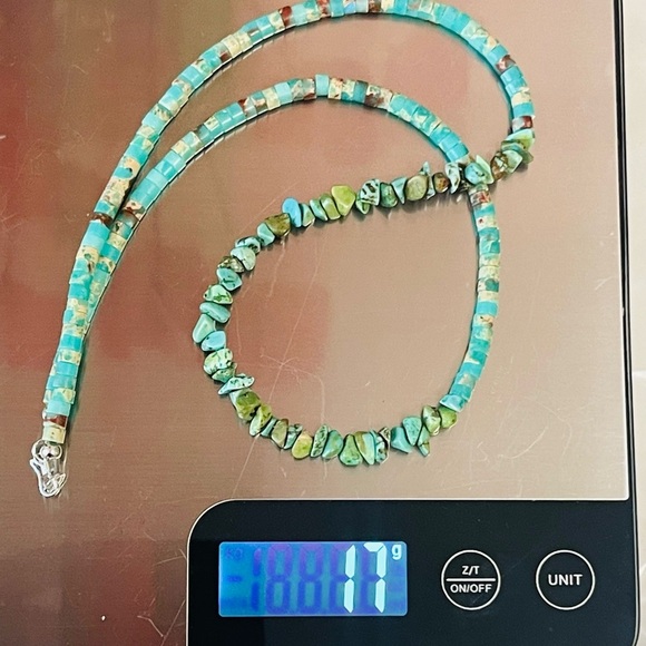 Southwest Heishi  Jasper/ Turquoise Necklace 20” Sterling Silver Clasp - Picture 6 of 7